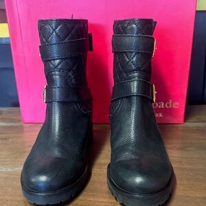 Kate Spade Black Quilted Moto Boots